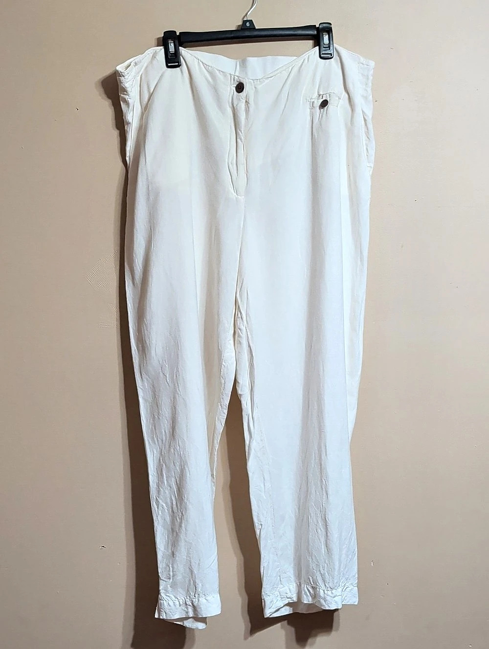 Avenue White Linen Blend Pants Plus Size 18/20 Straight Leg Beach Casual